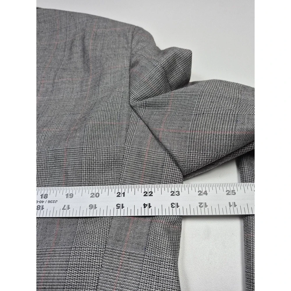 VTG Sansabelt Suit Mens 48 Gray Poly Wool Plaid Tweed 2 Piece 44x36 USA NWT